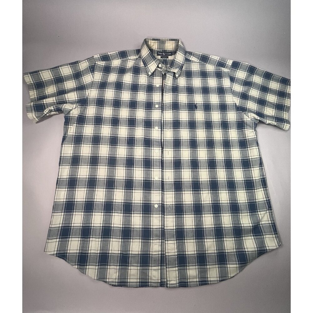 Polo Ralph Lauren Blake Green Plaid Short Sleeve Shirt Vintage 90s Mens XL
